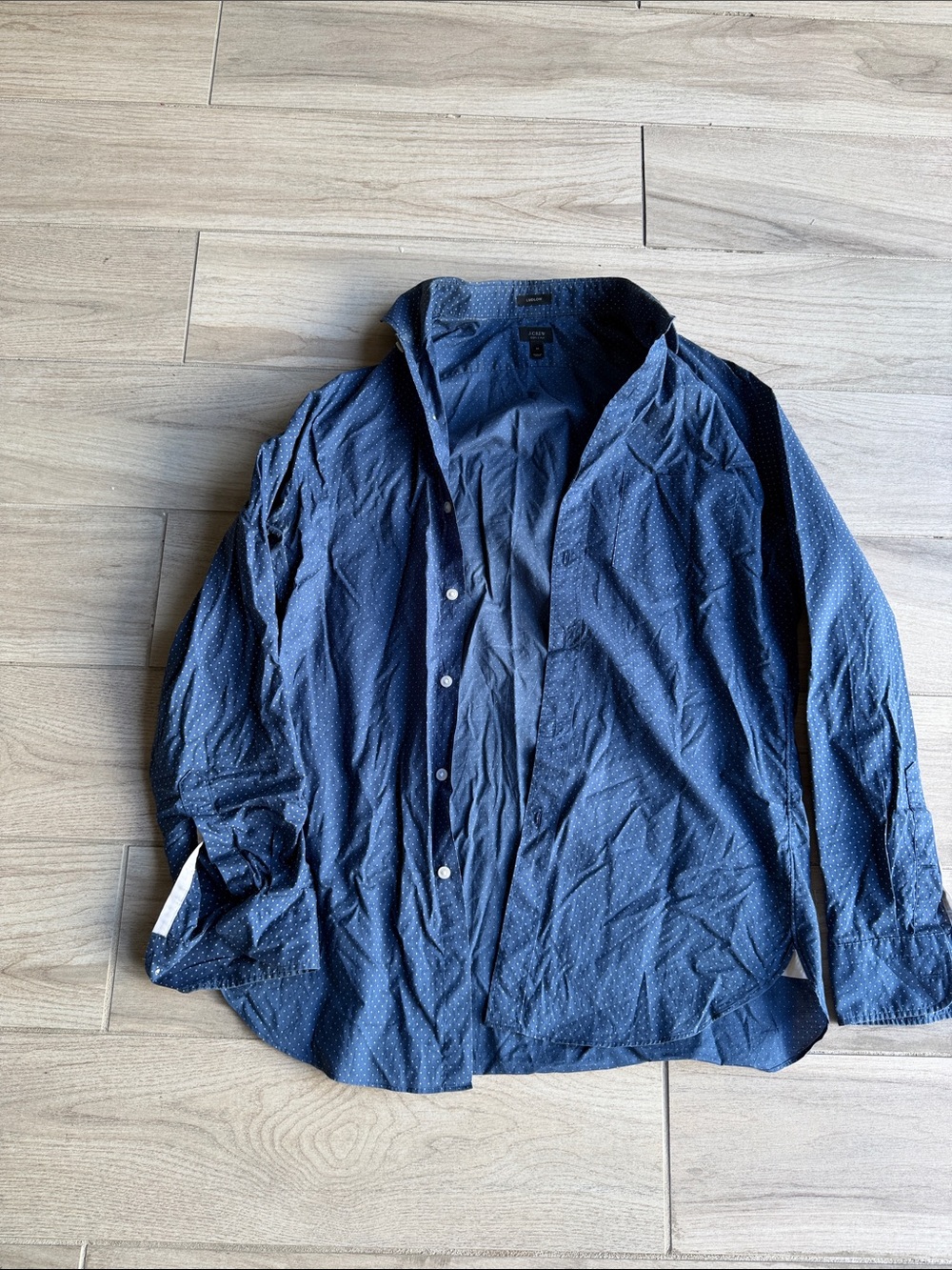 J. Crew Men's Navy Blue Micro-Dot Button-Up Shirt